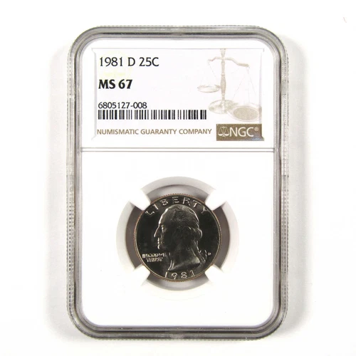 1981 D Washington Quarter MS 67 NGC Clad 25c Uncirculated SKU:I9544