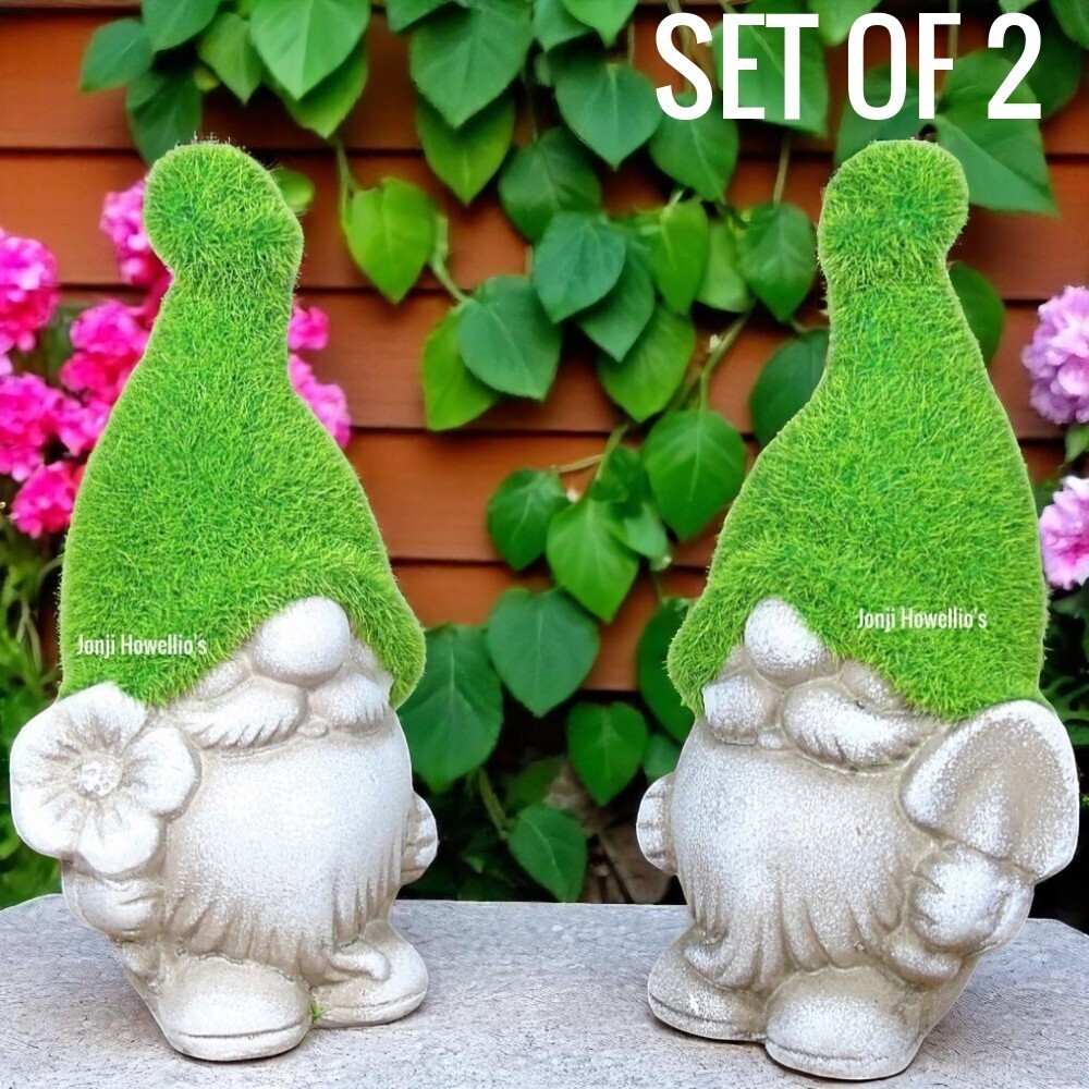 Grassy Gonk Garden Ornament Sculpture Gnome Figurine Lawn Patio Home Decor X 2