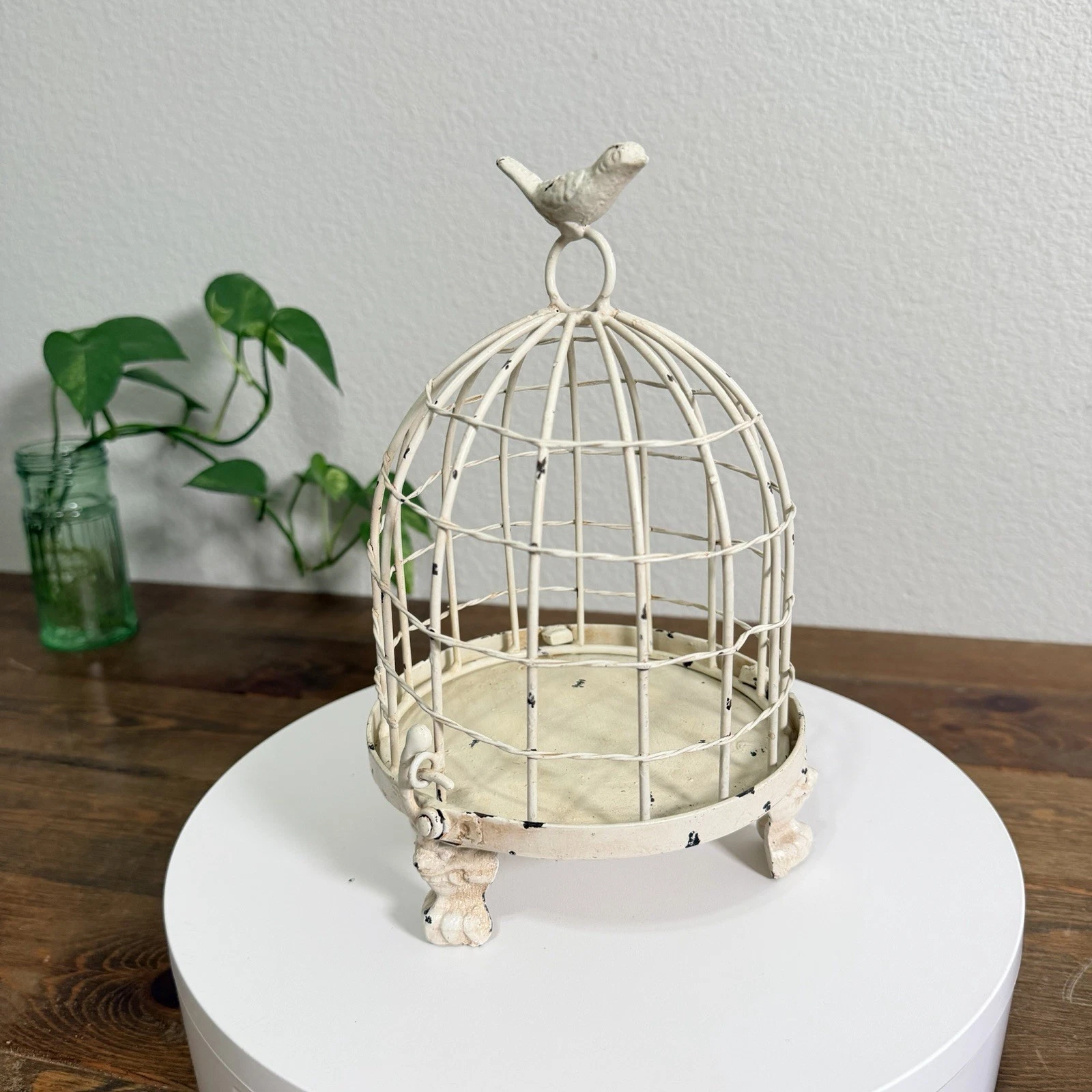 Metal Decorative Birdcage With Bird On Top Cottage Core