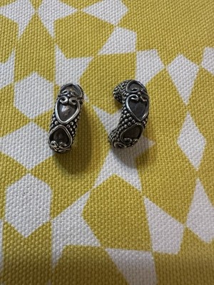 Brighton Sterling Silver Bali 925 Heart Hoop Earrings