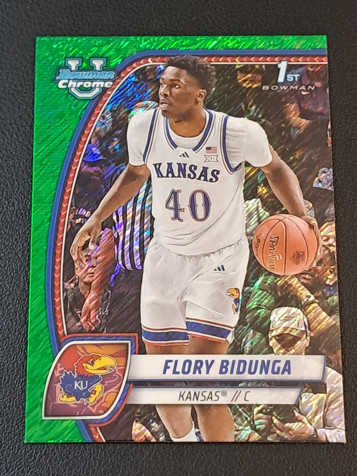 2024-25 Bowman University Chrome - Flory Bidunga #24  Green Shimmer Refractor RC