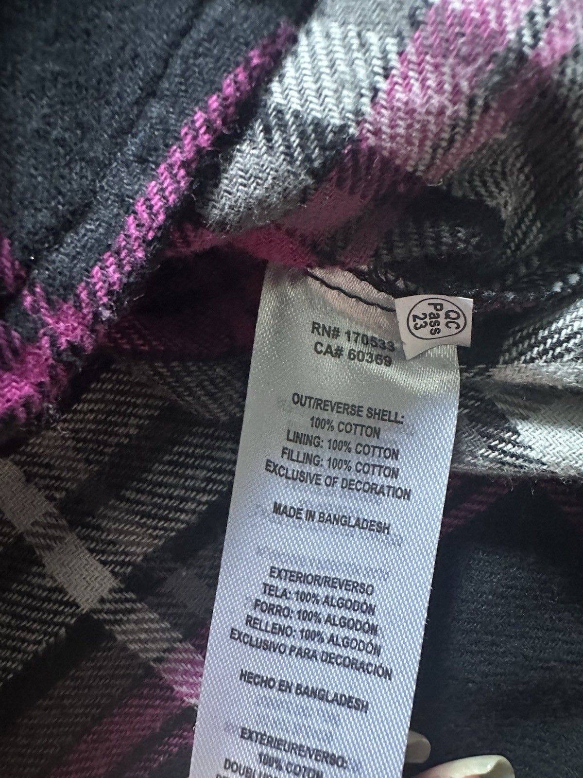 Canda Weather Gear Girl Plaid Flannel purple black Button up long sleeve Small image 5