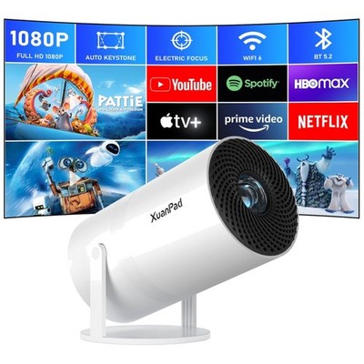 Full HD 1080P Projector with WiFi 6 & Dustproof Design for Family Movie Nights
