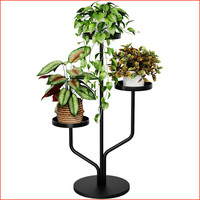 BlumenstäNder Metall 3 Ebenen Modern Pflanzenregal Schwarz FüR Innen Balkon