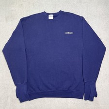 Vintage Handcuff Sweatshirt Mens M Blue Crew Neck Pullover USA Made Glove Sleeve