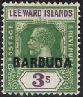 BARBUDA 1922 KGV LEEWARD ISLANDS OVERPRINTED 3/-