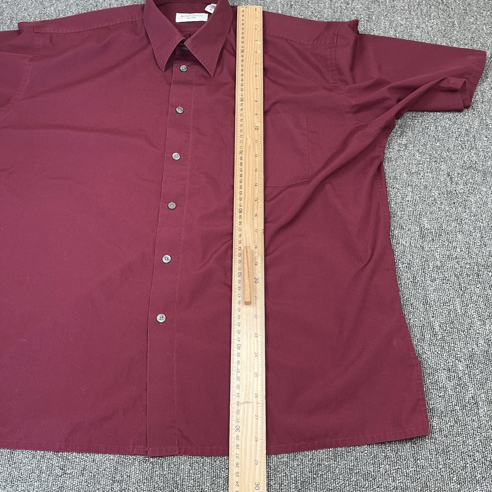 Yves Saint Laurent Camicia Uomo Extra Large Rossa Bottoni Manica Corta Vintage YSL