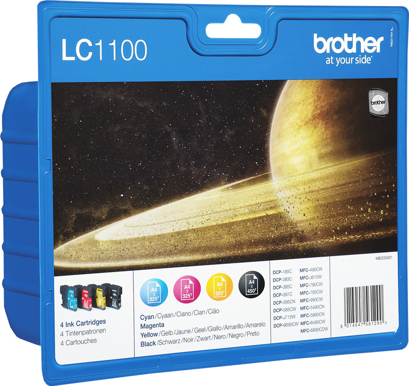 Pack LC-1100 Brother contenant 4 cartouches d'encre multipack CMJN d'origine