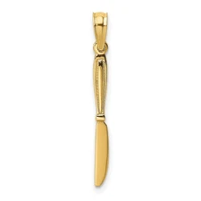 10k Yellow Gold 3-D and Polished Table Knife Pendant