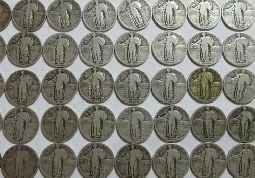 Roll of 40 VG-F 90% Silver Standing Liberty Quarters Dated 1925-30 P,S,D