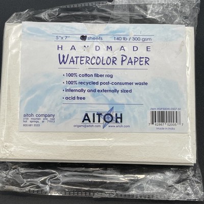 Aitoh Handmade Watercolor Paper 5x7 140lb 300gsm Cotton Acid Free 29 Sheets
