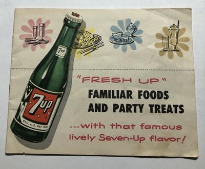 1953 Vintage 7 Up Recipe Booklet ''Fresh Up'' Familiar Foods Party Treats Seven-Up