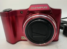 Olympus SZ-14 Digital Camera 14MP 24x Wide Zoom Red Tested USB Cable Charger