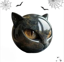 Luxury Black Cat Stone Sculpture Resin Elegant Home Decor & Gift For Cat Lovers