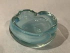 MCM MURANO ITALIAN ART GLASS BOWL Cool Aqua Blue Swirl MCM Italy