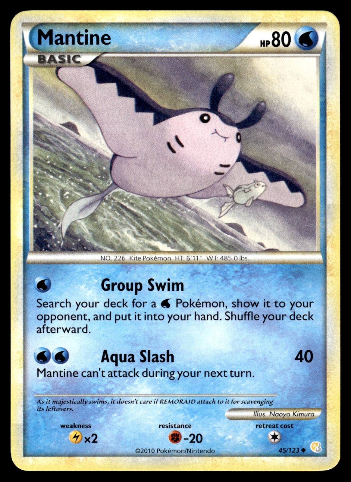 Mantine 45/123 Uncommon HeartGold & SoulSilver Pokemon Lightly Played