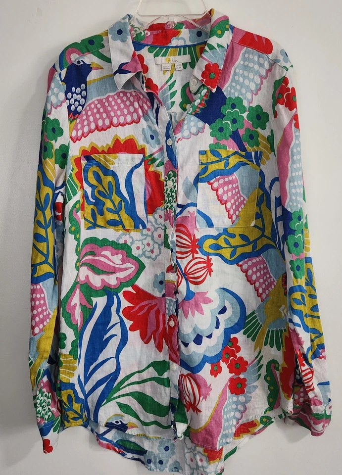 Boden льняная рубашка цветочный и птица печати размер 6R - Изображение 2 из 4