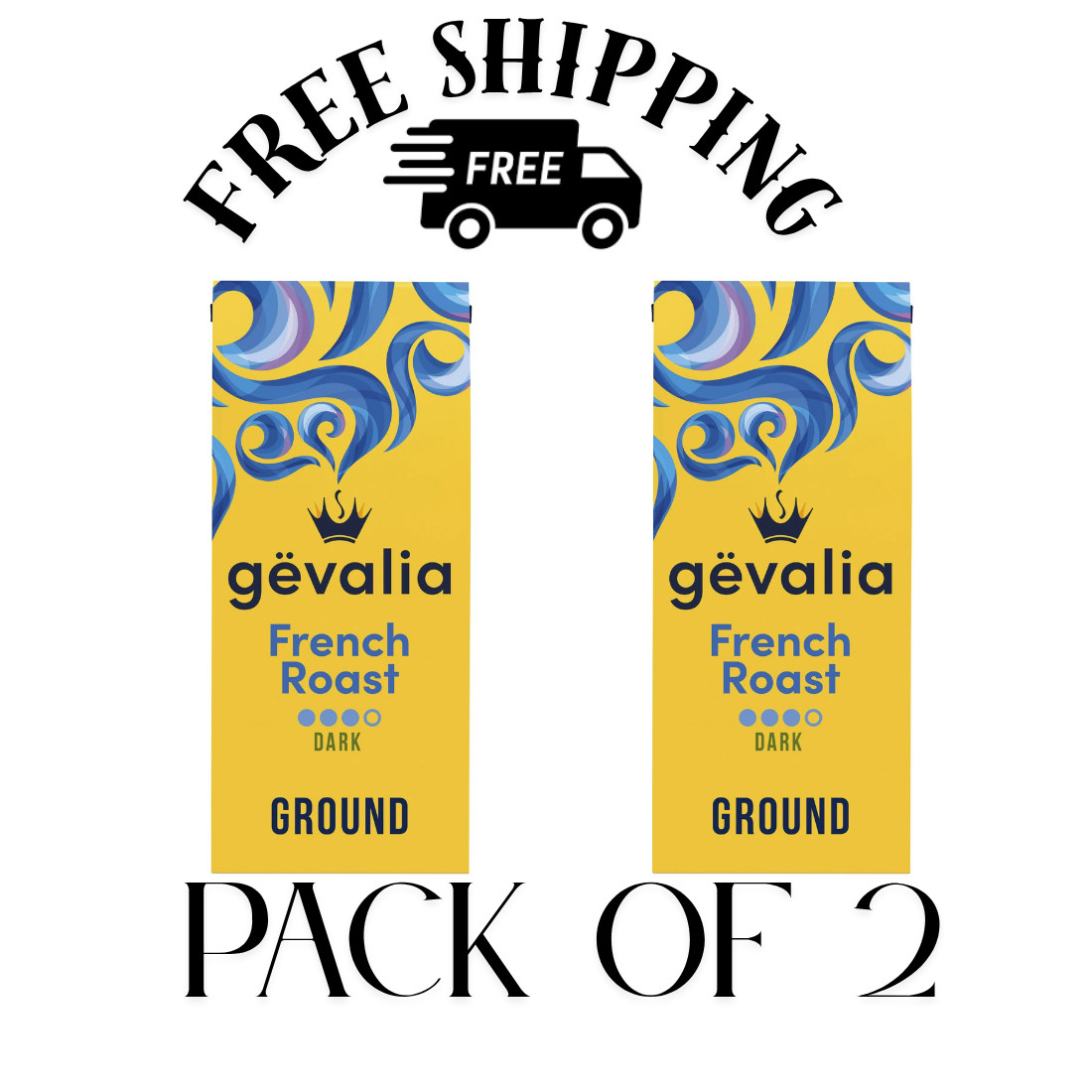 (PACK OF 2}Gevalia French Roast Ground Coffee, 12 oz. Bag