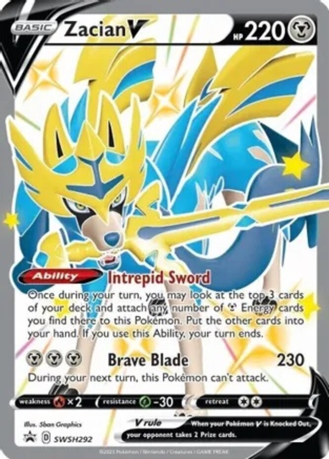1x Zacian V (Shiny) - SWSH292 - SWSH Black Star Promos NM-Mint Pokemon SWSH Blac