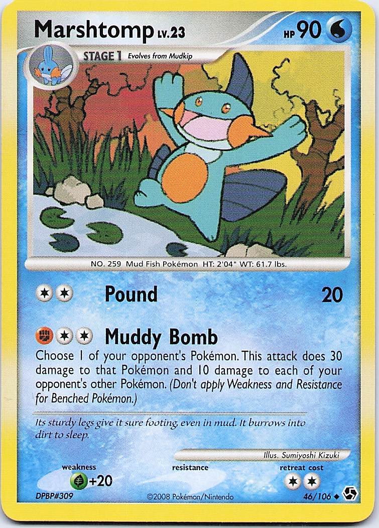 Marshtomp - Pokemon Uncommon 2008 Great Encounters 46/106 NM