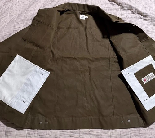 Flint and Tinder Men's Drywax Trucker Jacket Large Unlined Fatigue Green image 8