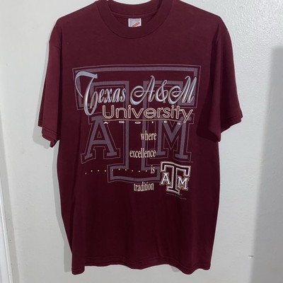 JERZEES Texas A&M Aggies Maroon Shirt Size L 100% Cotton Red Oak Sportswear