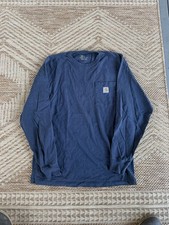 Carhartt Navy Blue Logo Pocket Men's M Long Sleeve T-Shirt