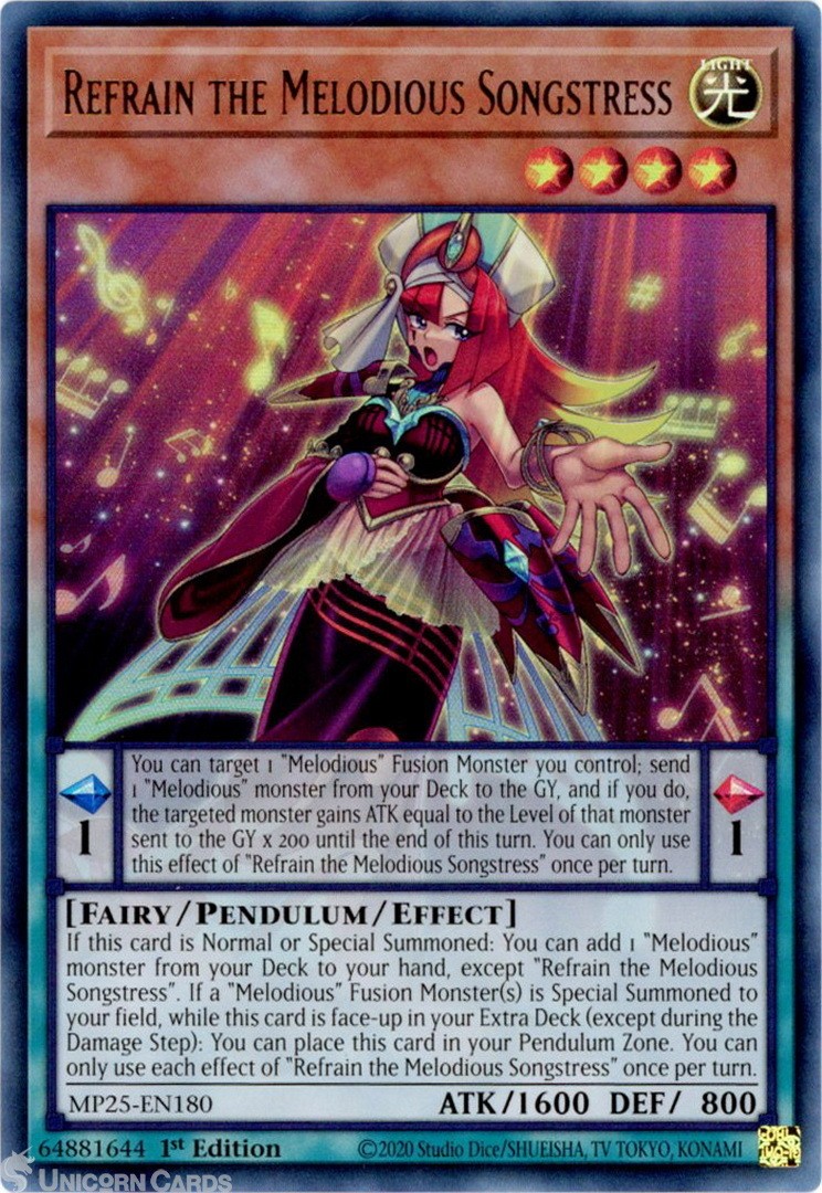 MP25-EN180 Refrain the Melodious Songstress : Ultra Rare 1st Edition Mint YuGiOh