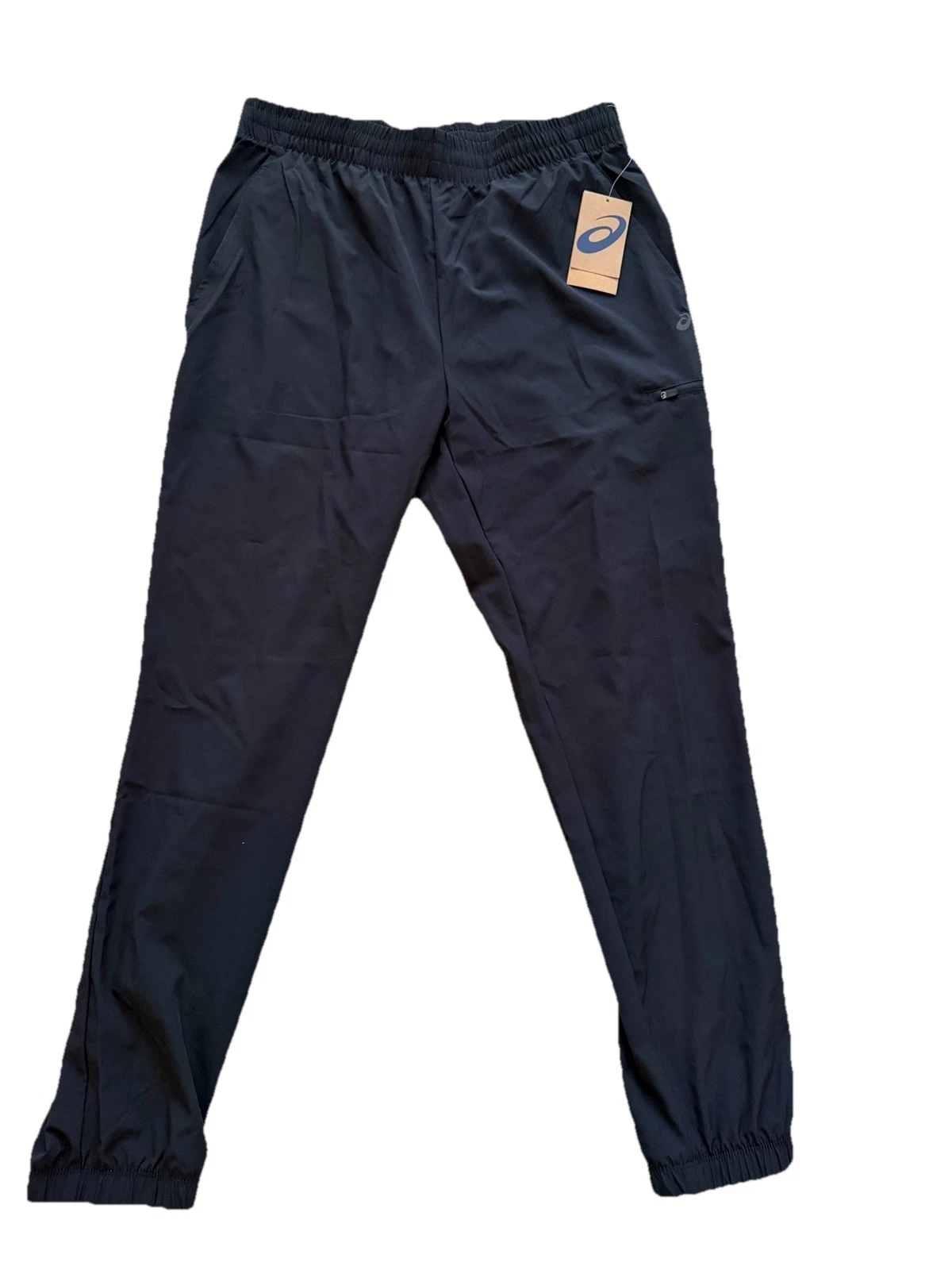 Asics Woven Cargo Joggers Pants Black Mens Stretch Leg Zip Pocket Large