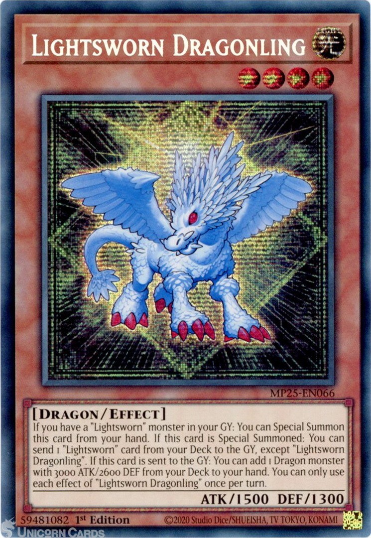 MP25-EN066 Lightsworn Dragonling : Prismatic Secret Rare 1st Edition Mint YuGiOh