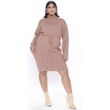 Fashion Nova The Best Of You Midi Sweater Dress Mauve Size 3X Mock Neck NWT