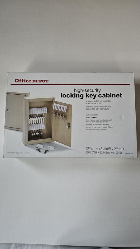 NEW!!Office Depot High-Security Wall Mountable Locking Key Cabinet for 30 Keys