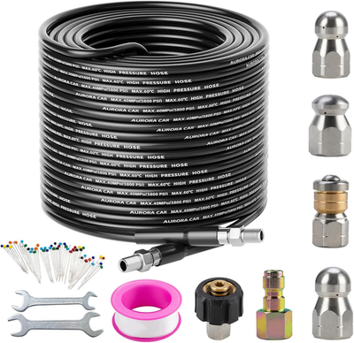 #ad Sewer Jetter Kit for Pressure Washer 100Ft，Drain Cleaner Hose 1 4 Inch NPT Corne $60.15