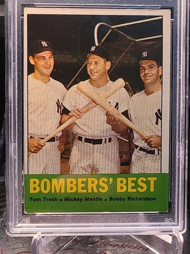1963 Topps Bombers Best Tresh/Mantle/Richardson PSA 2 (Crease) - Picture 6 of 9