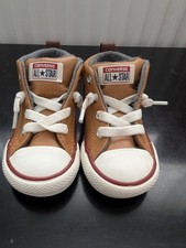 Converse alte indossate una volta in pelle marrone bambino 5 marrone