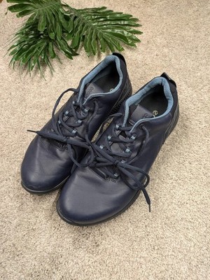 Ecco Biom Hybrid Shoes Mens Size 9.5 Blue Leather Golf Sneakers Spikeless