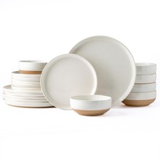 Ceramic Dinnerware Sets for 6, 18 Pieces Handpainted Plates and Bowls Set wit...