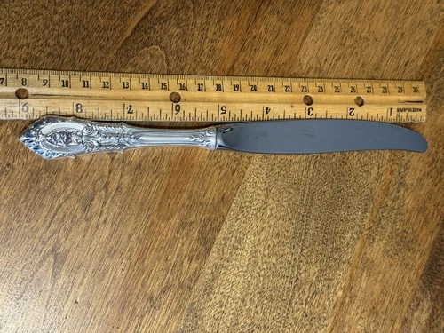 PRICE LOWERED! Rose Point by Wallace Sterling Silver Knife 9 inch.  VTG, No Mono