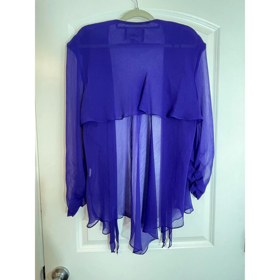 Ursula of Switzerland 3 Piece Pant Suit 18W Purple Sheer Chiffon Gauzy Wedding - Image 4 of 4