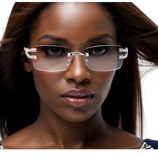 Square Women Eyeglasses Clear Lens Silver Shades Hip Hop Moden Outfit Lentes New