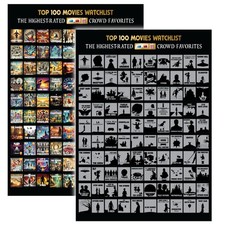 Image of Top 100 Movies Scratch Off Poster - Bucket List IMDB Family Recommendation Mo...