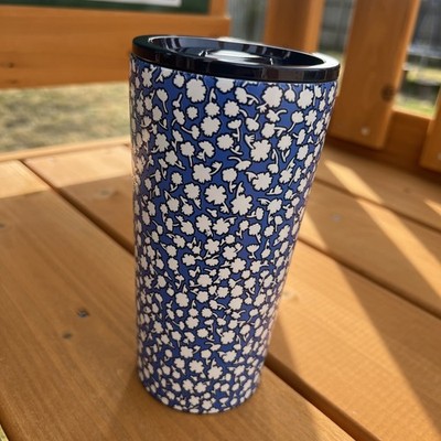 Draper James Stainless Steel Travel Tumbler W/Lid 20oz Double Wall Blue Floral