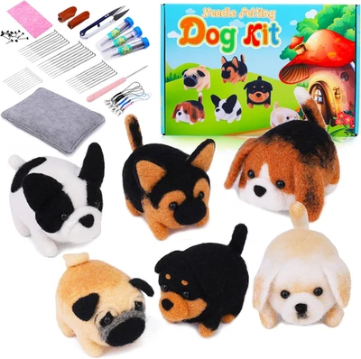 RUASOL Nadelfilz-Set, 6-Teiliges Hundepuppen-Anfänger-Set Zum Manuellen Nadelfilzen Mit