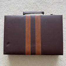 Vintage Cardinal Backgammon Set Brown Faux Leather Carry Case