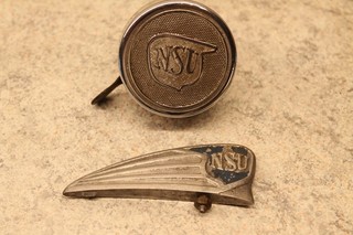 alte NSU Klingel altes NSU Schutzblechemblem für Oldtimer Fahrrad