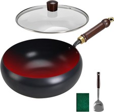 Eisenpfanne Japanisch 28cm unbeschichtet Handgefertigt Induktion Gas Elektro ...