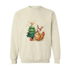 Chicken Christmas Sweatshirt, Cute Farm Girl, Funny Chicken Shirt, Chicken lover