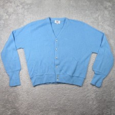 Vintage Izod Lacoste Sweater Adult Medium Blue Cardigan Preppy Golf USA Made