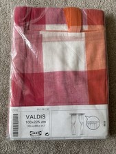 Coppia Tende Ikea Valdis Rosso Bianco Arancione Gingham Check Plaid 100% Cotone Nuove