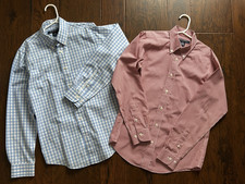 TWO Brooks Brothers Kids Boys Button Dress Shirts Gingham Plaid Non-Iron Medium